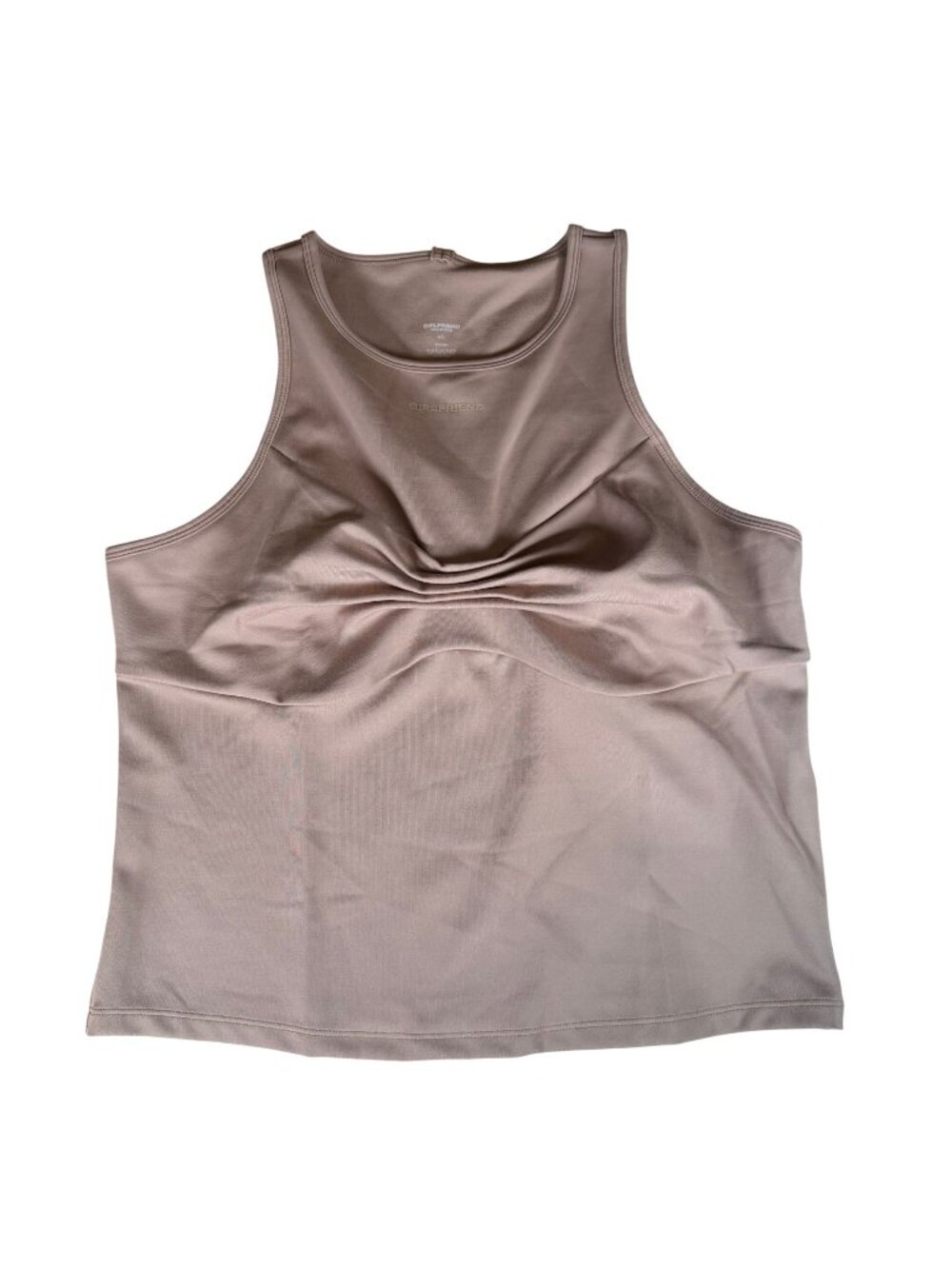 Girlfriend Collective Ruched Taupe Racerback Active Tank Top Size XXL NWT